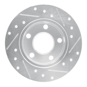 Audi A6 Quattro Brake Rotor (1) - Rear Left - R1 Concepts - Drilled & Slotted - Silver - `98-`01